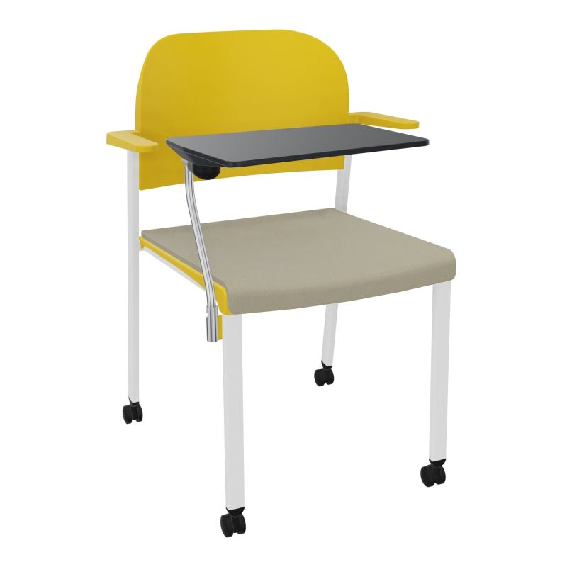 ROMY CHAISE 4P ROULT ASSISE TISSU DOSSIER POLYPRO AVEC ACCOUDOIRS+TABLETTE NOIRE CG SP PW