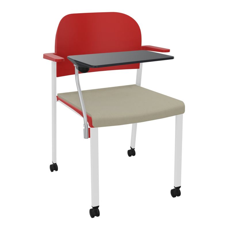ROMY CHAISE 4P ROULT ASSISE TISSU DOSSIER POLYPRO AVEC ACCOUDOIRS+TABLETTE NOIRE CG SP PZ