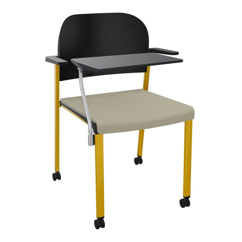 ROMY CHAISE 4P ROULT ASSISE TISSU DOSSIER POLYPRO AVEC ACCOUDOIRS+TABLETTE NOIRE CG SX PU