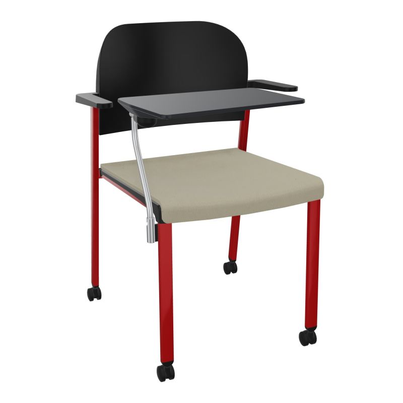 ROMY CHAISE 4P ROULT ASSISE TISSU DOSSIER POLYPRO AVEC ACCOUDOIRS+TABLETTE NOIRE CG ZY PU