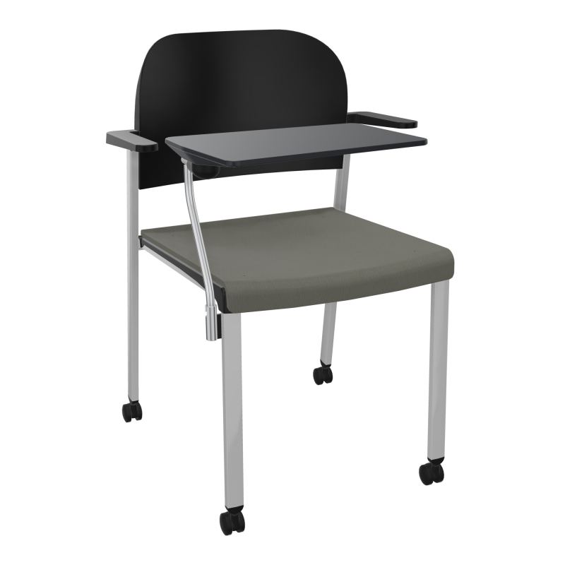 ROMY CHAISE 4P ROULT ASSISE TISSU DOSSIER POLYPRO AVEC ACCOUDOIRS+TABLETTE NOIRE CH SB PU