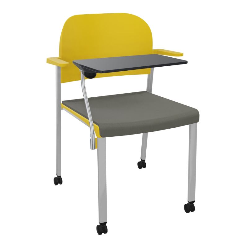 ROMY CHAISE 4P ROULT ASSISE TISSU DOSSIER POLYPRO AVEC ACCOUDOIRS+TABLETTE NOIRE CH SB PW