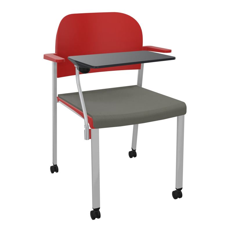 ROMY CHAISE 4P ROULT ASSISE TISSU DOSSIER POLYPRO AVEC ACCOUDOIRS+TABLETTE NOIRE CH SB PZ