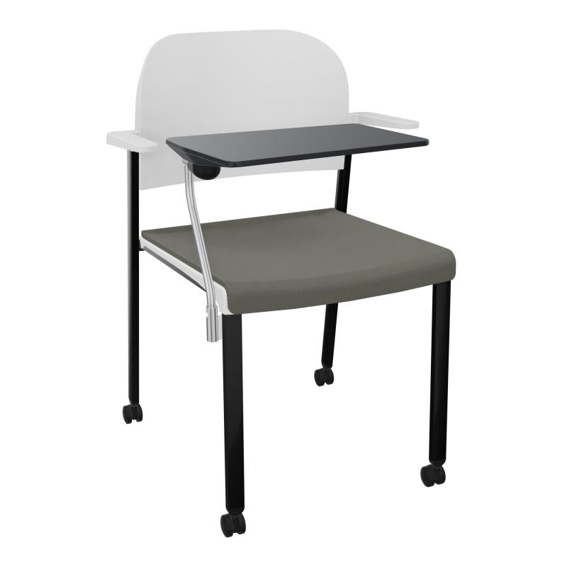 ROMY CHAISE 4P ROULT ASSISE TISSU DOSSIER POLYPRO AVEC ACCOUDOIRS+TABLETTE NOIRE CH SG PT