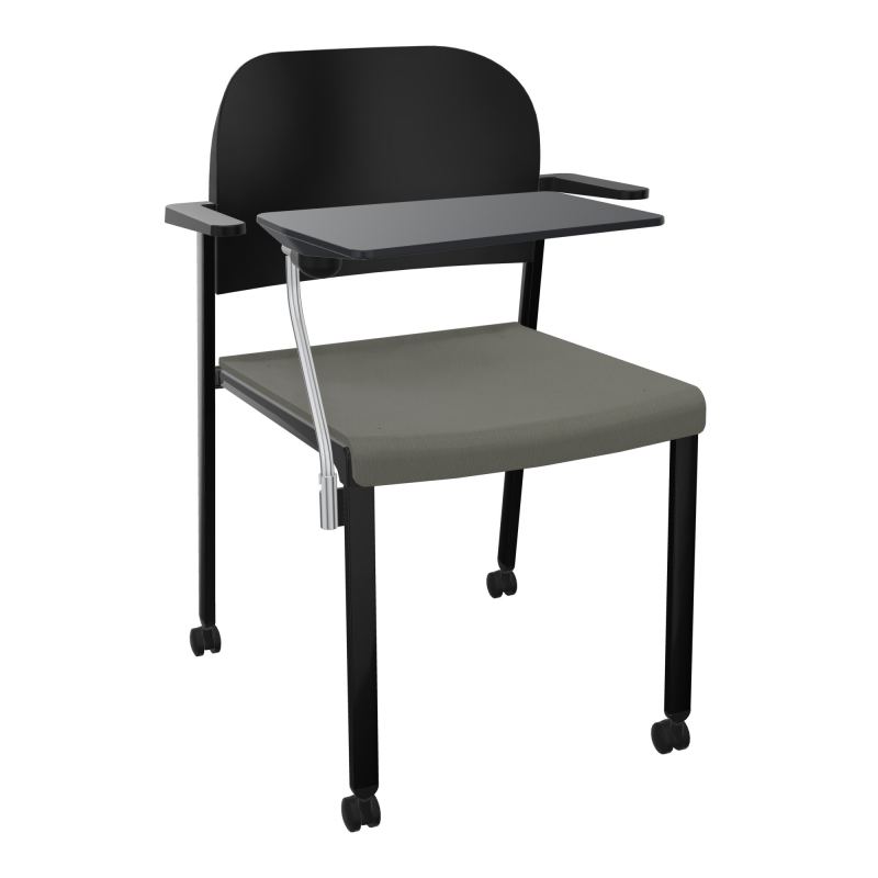 ROMY CHAISE 4P ROULT ASSISE TISSU DOSSIER POLYPRO AVEC ACCOUDOIRS+TABLETTE NOIRE CH SG PU