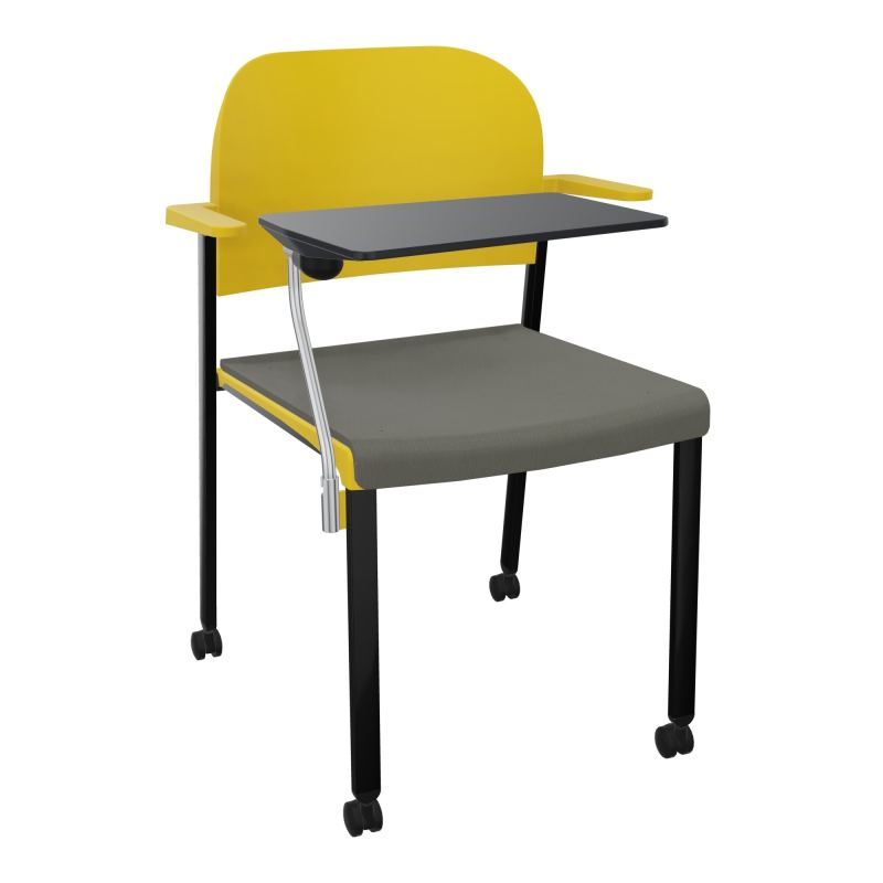 ROMY CHAISE 4P ROULT ASSISE TISSU DOSSIER POLYPRO AVEC ACCOUDOIRS+TABLETTE NOIRE CH SG PW