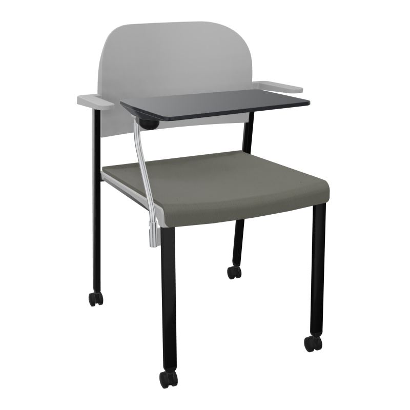 ROMY CHAISE 4P ROULT ASSISE TISSU DOSSIER POLYPRO AVEC ACCOUDOIRS+TABLETTE NOIRE CH SG PX
