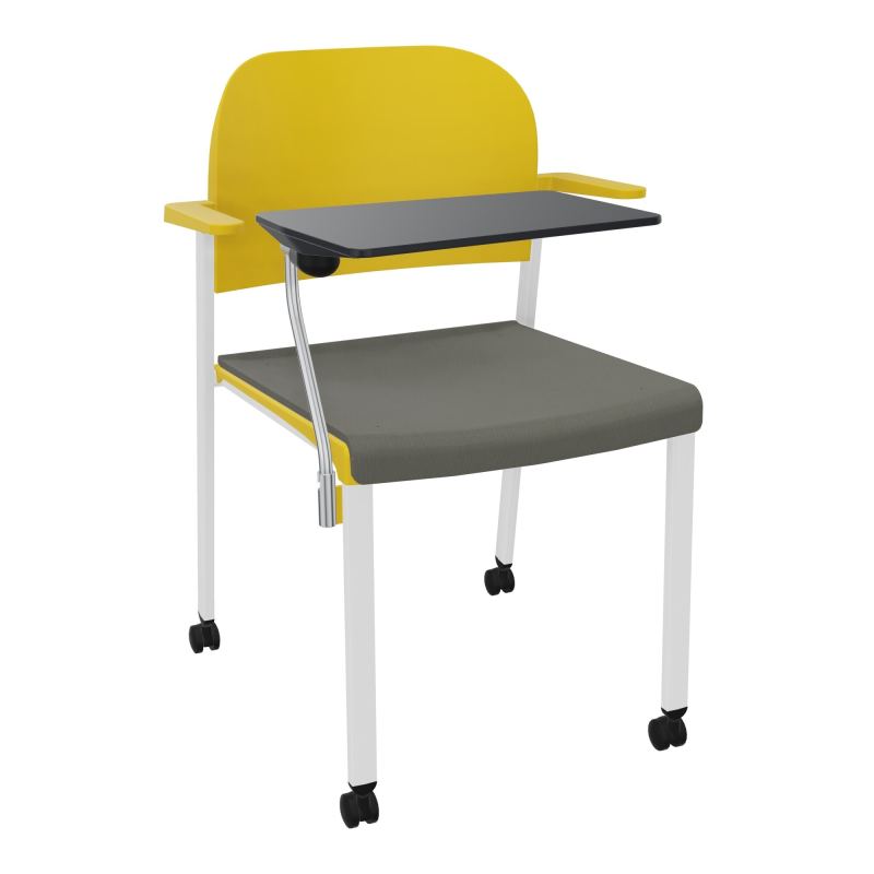ROMY CHAISE 4P ROULT ASSISE TISSU DOSSIER POLYPRO AVEC ACCOUDOIRS+TABLETTE NOIRE CH SP PW
