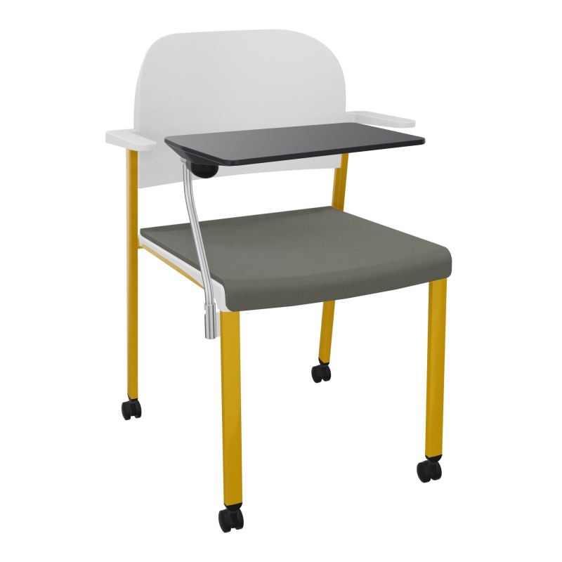 ROMY CHAISE 4P ROULT ASSISE TISSU DOSSIER POLYPRO AVEC ACCOUDOIRS+TABLETTE NOIRE CH SX PT