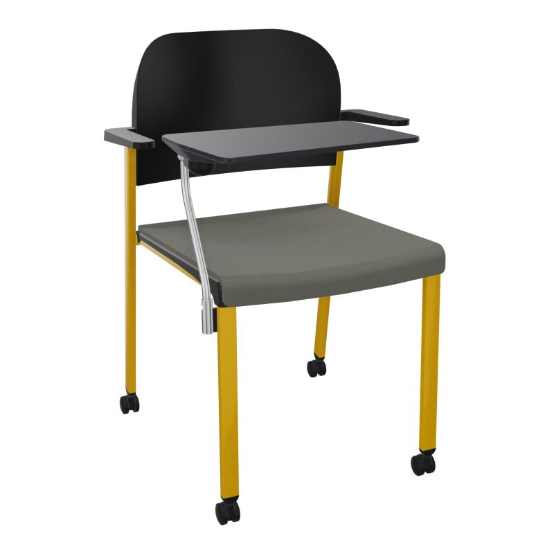ROMY CHAISE 4P ROULT ASSISE TISSU DOSSIER POLYPRO AVEC ACCOUDOIRS+TABLETTE NOIRE CH SX PU