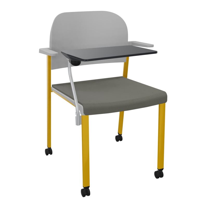ROMY CHAISE 4P ROULT ASSISE TISSU DOSSIER POLYPRO AVEC ACCOUDOIRS+TABLETTE NOIRE CH SX PX