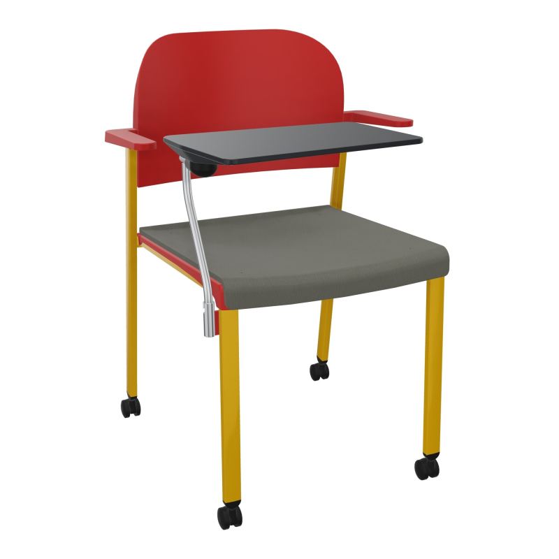 ROMY CHAISE 4P ROULT ASSISE TISSU DOSSIER POLYPRO AVEC ACCOUDOIRS+TABLETTE NOIRE CH SX PZ
