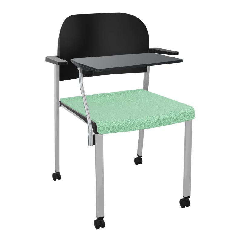 ROMY CHAISE 4P ROULT ASSISE TISSU DOSSIER POLYPRO AVEC ACCOUDOIRS+TABLETTE NOIRE E4 SB PU