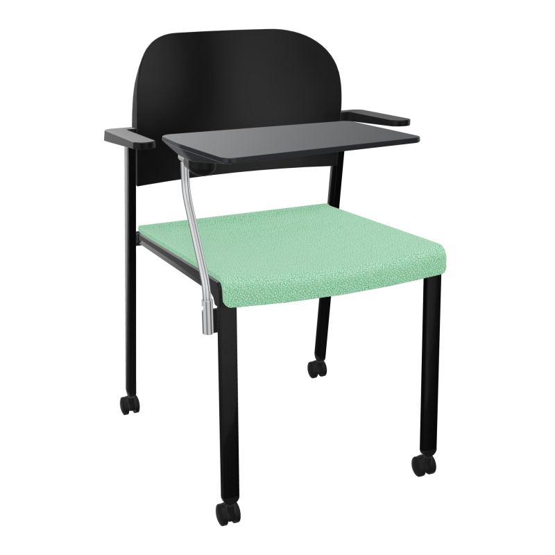 ROMY CHAISE 4P ROULT ASSISE TISSU DOSSIER POLYPRO AVEC ACCOUDOIRS+TABLETTE NOIRE E4 SG PU
