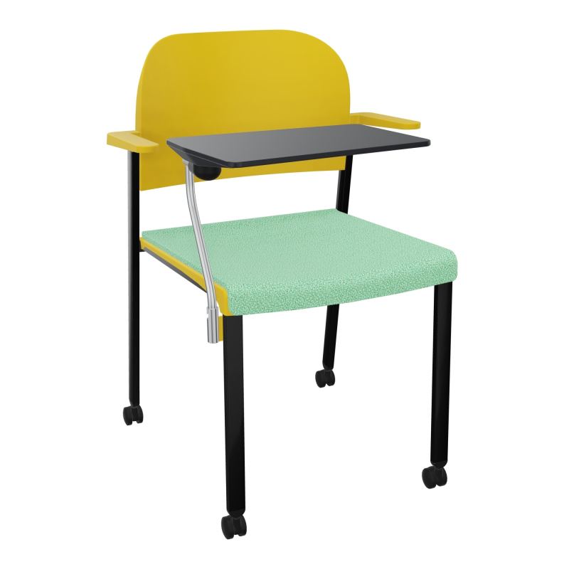ROMY CHAISE 4P ROULT ASSISE TISSU DOSSIER POLYPRO AVEC ACCOUDOIRS+TABLETTE NOIRE E4 SG PW