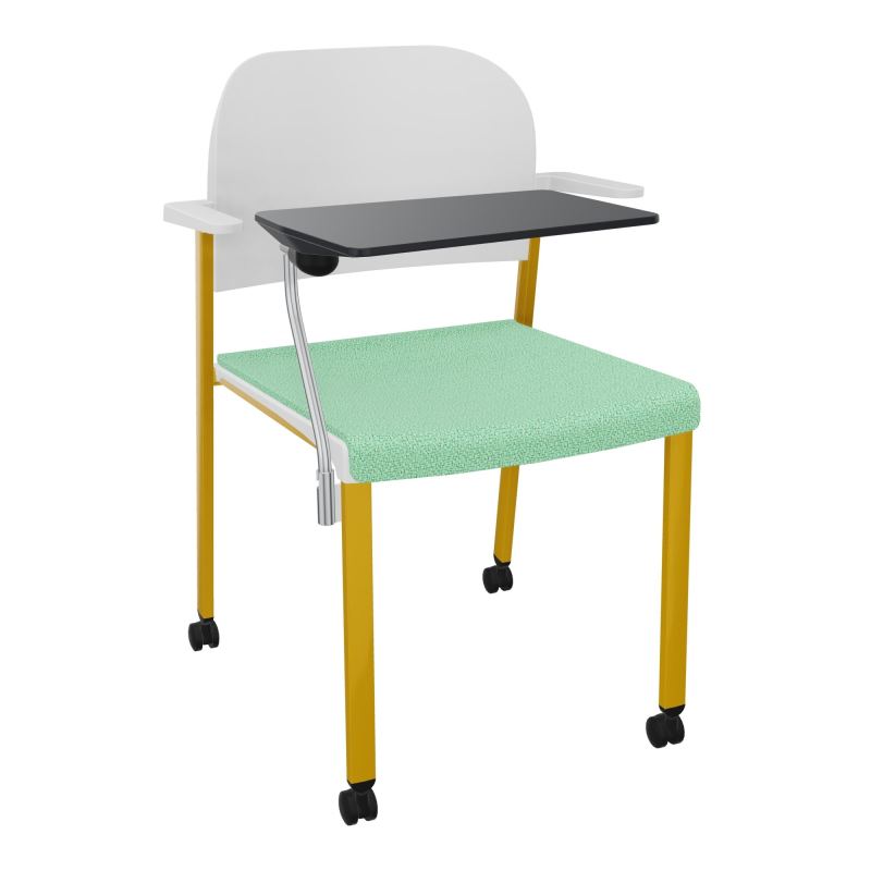ROMY CHAISE 4P ROULT ASSISE TISSU DOSSIER POLYPRO AVEC ACCOUDOIRS+TABLETTE NOIRE E4 SX PT