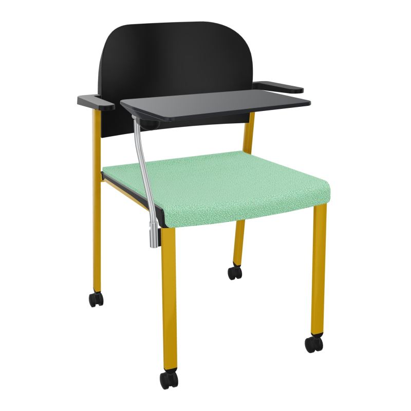 ROMY CHAISE 4P ROULT ASSISE TISSU DOSSIER POLYPRO AVEC ACCOUDOIRS+TABLETTE NOIRE E4 SX PU