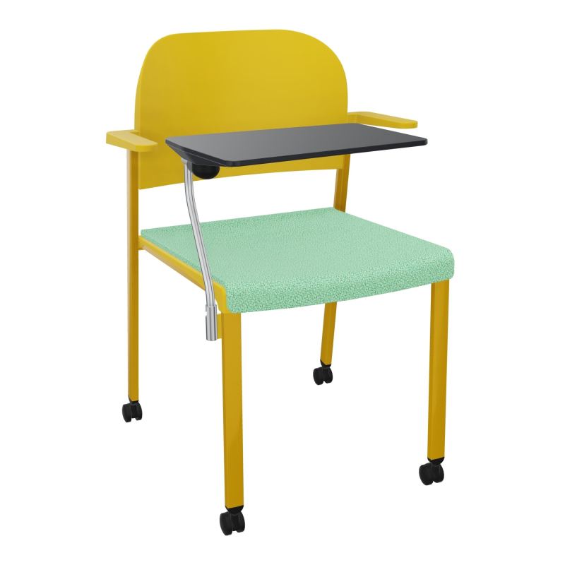 ROMY CHAISE 4P ROULT ASSISE TISSU DOSSIER POLYPRO AVEC ACCOUDOIRS+TABLETTE NOIRE E4 SX PW