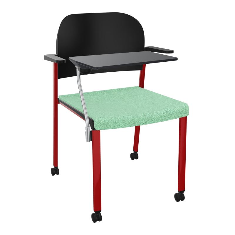 ROMY CHAISE 4P ROULT ASSISE TISSU DOSSIER POLYPRO AVEC ACCOUDOIRS+TABLETTE NOIRE E4 ZY PU