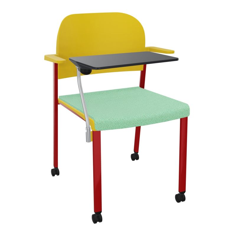 ROMY CHAISE 4P ROULT ASSISE TISSU DOSSIER POLYPRO AVEC ACCOUDOIRS+TABLETTE NOIRE E4 ZY PW