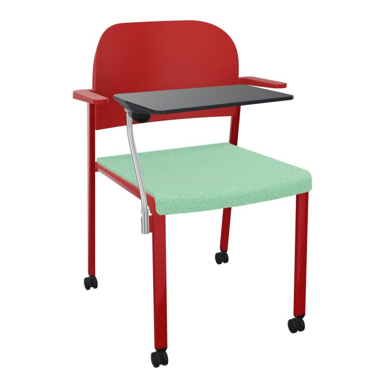 ROMY CHAISE 4P ROULT ASSISE TISSU DOSSIER POLYPRO AVEC ACCOUDOIRS+TABLETTE NOIRE E4 ZY PZ