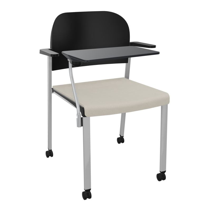 ROMY CHAISE 4P ROULT ASSISE TISSU DOSSIER POLYPRO AVEC ACCOUDOIRS+TABLETTE NOIRE E5 SB PU