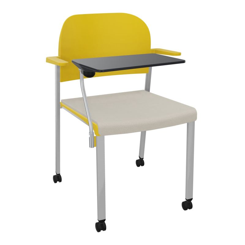 ROMY CHAISE 4P ROULT ASSISE TISSU DOSSIER POLYPRO AVEC ACCOUDOIRS+TABLETTE NOIRE E5 SB PW