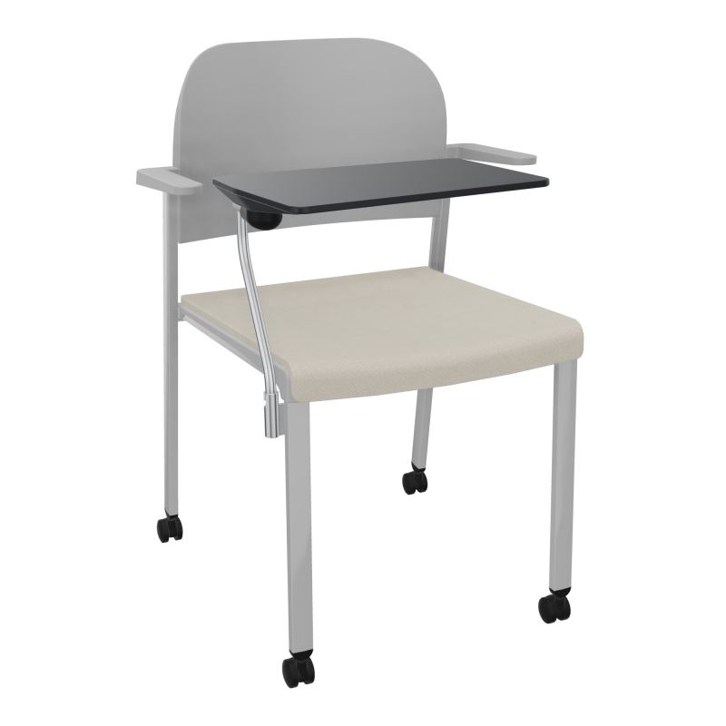 ROMY CHAISE 4P ROULT ASSISE TISSU DOSSIER POLYPRO AVEC ACCOUDOIRS+TABLETTE NOIRE E5 SB PX