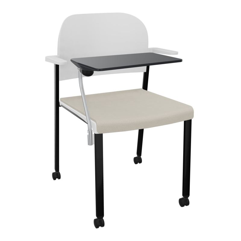 ROMY CHAISE 4P ROULT ASSISE TISSU DOSSIER POLYPRO AVEC ACCOUDOIRS+TABLETTE NOIRE E5 SG PT