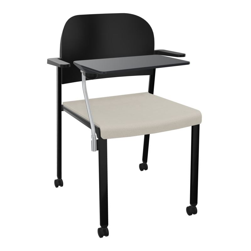 ROMY CHAISE 4P ROULT ASSISE TISSU DOSSIER POLYPRO AVEC ACCOUDOIRS+TABLETTE NOIRE E5 SG PU