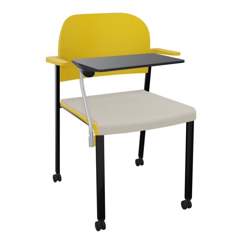ROMY CHAISE 4P ROULT ASSISE TISSU DOSSIER POLYPRO AVEC ACCOUDOIRS+TABLETTE NOIRE E5 SG PW