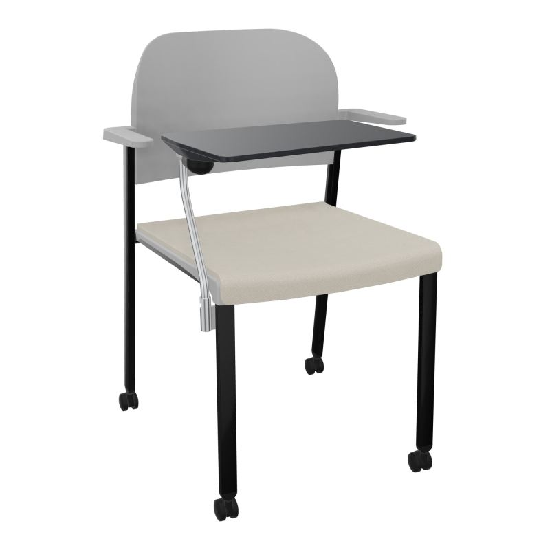 ROMY CHAISE 4P ROULT ASSISE TISSU DOSSIER POLYPRO AVEC ACCOUDOIRS+TABLETTE NOIRE E5 SG PX