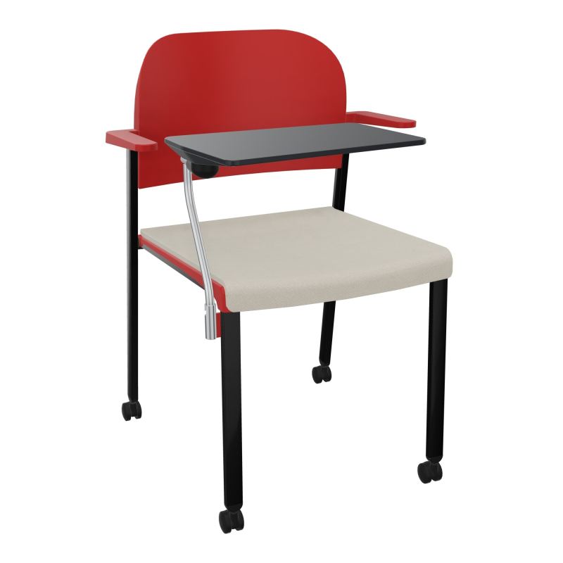 ROMY CHAISE 4P ROULT ASSISE TISSU DOSSIER POLYPRO AVEC ACCOUDOIRS+TABLETTE NOIRE E5 SG PZ