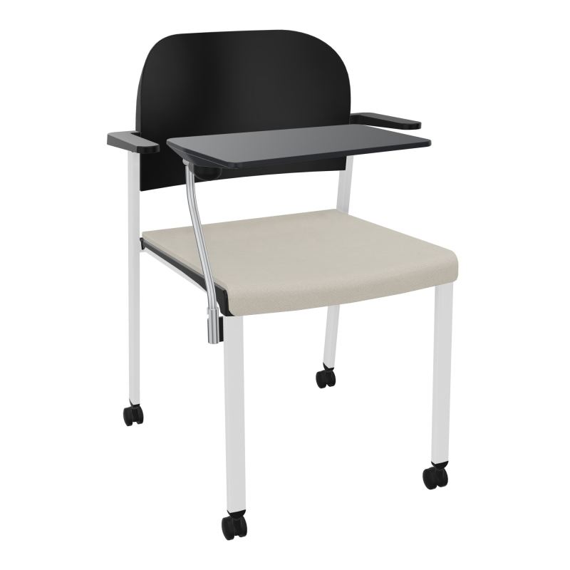 ROMY CHAISE 4P ROULT ASSISE TISSU DOSSIER POLYPRO AVEC ACCOUDOIRS+TABLETTE NOIRE E5 SP PU