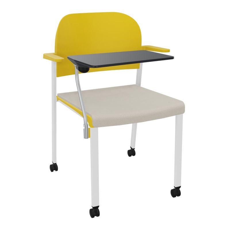 ROMY CHAISE 4P ROULT ASSISE TISSU DOSSIER POLYPRO AVEC ACCOUDOIRS+TABLETTE NOIRE E5 SP PW