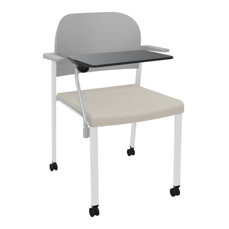 ROMY CHAISE 4P ROULT ASSISE TISSU DOSSIER POLYPRO AVEC ACCOUDOIRS+TABLETTE NOIRE E5 SP PX