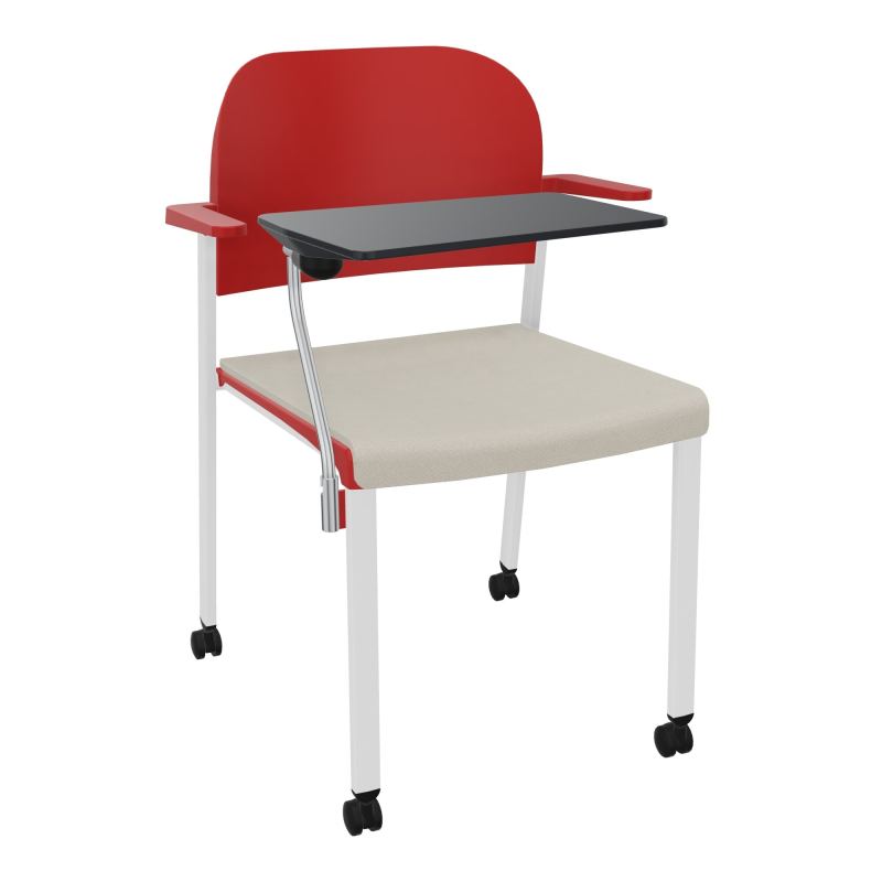 ROMY CHAISE 4P ROULT ASSISE TISSU DOSSIER POLYPRO AVEC ACCOUDOIRS+TABLETTE NOIRE E5 SP PZ