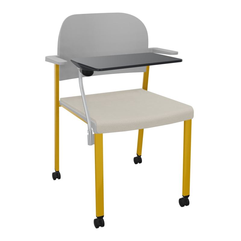 ROMY CHAISE 4P ROULT ASSISE TISSU DOSSIER POLYPRO AVEC ACCOUDOIRS+TABLETTE NOIRE E5 SX PX