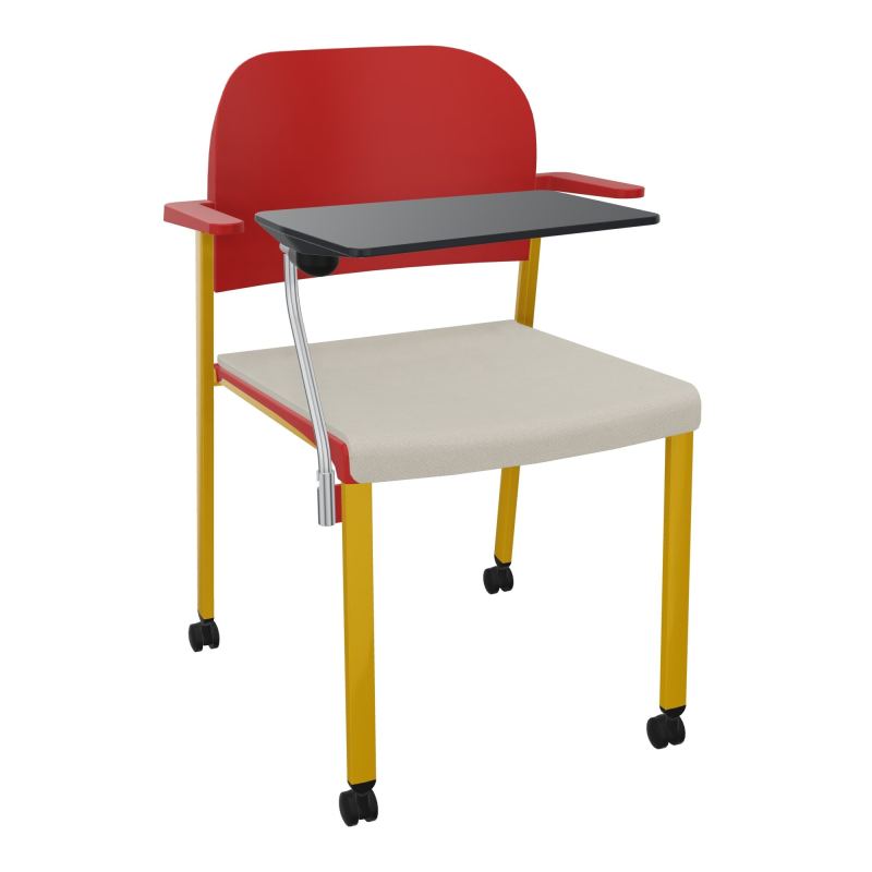 ROMY CHAISE 4P ROULT ASSISE TISSU DOSSIER POLYPRO AVEC ACCOUDOIRS+TABLETTE NOIRE E5 SX PZ