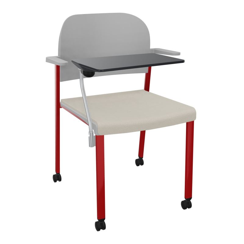 ROMY CHAISE 4P ROULT ASSISE TISSU DOSSIER POLYPRO AVEC ACCOUDOIRS+TABLETTE NOIRE E5 ZY PX