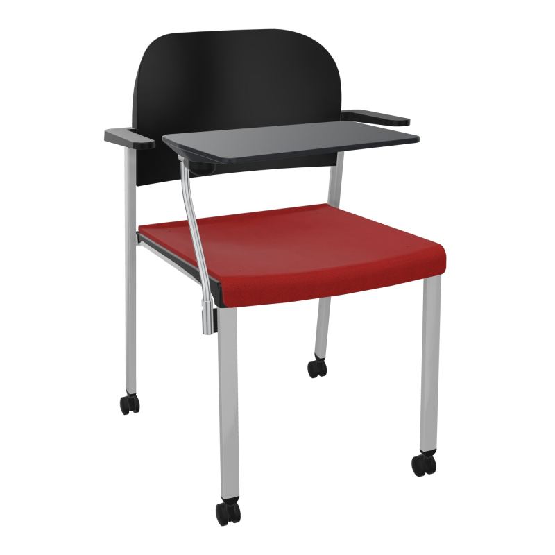 ROMY CHAISE 4P ROULT ASSISE TISSU DOSSIER POLYPRO AVEC ACCOUDOIRS+TABLETTE NOIRE E6 SB PU