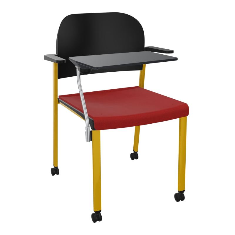 ROMY CHAISE 4P ROULT ASSISE TISSU DOSSIER POLYPRO AVEC ACCOUDOIRS+TABLETTE NOIRE E6 SX PU
