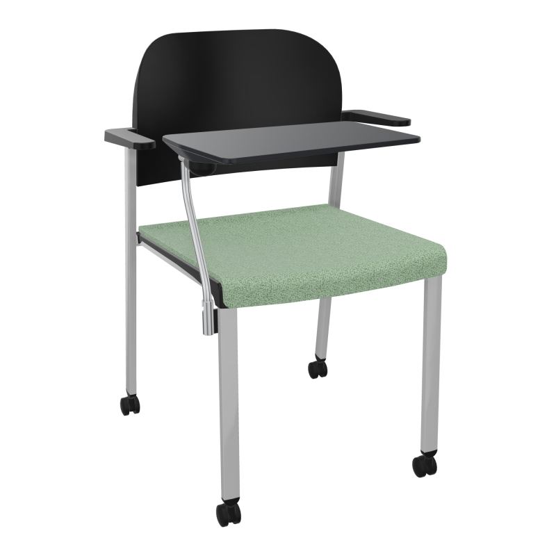 ROMY CHAISE 4P ROULT ASSISE TISSU DOSSIER POLYPRO AVEC ACCOUDOIRS+TABLETTE NOIRE E7 SB PU