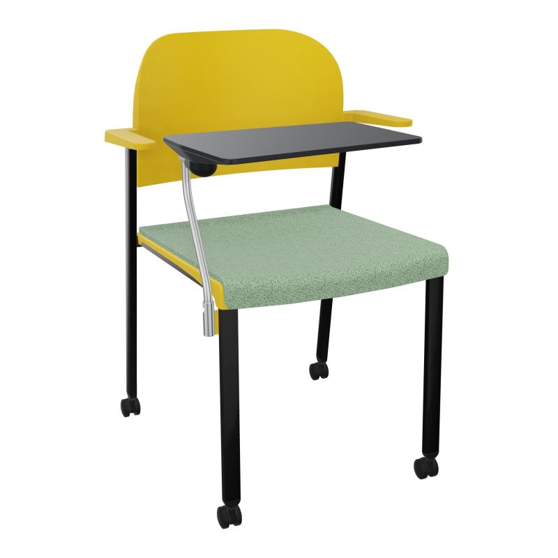ROMY CHAISE 4P ROULT ASSISE TISSU DOSSIER POLYPRO AVEC ACCOUDOIRS+TABLETTE NOIRE E7 SG PW
