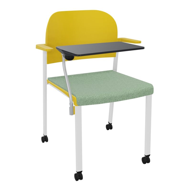 ROMY CHAISE 4P ROULT ASSISE TISSU DOSSIER POLYPRO AVEC ACCOUDOIRS+TABLETTE NOIRE E7 SP PW