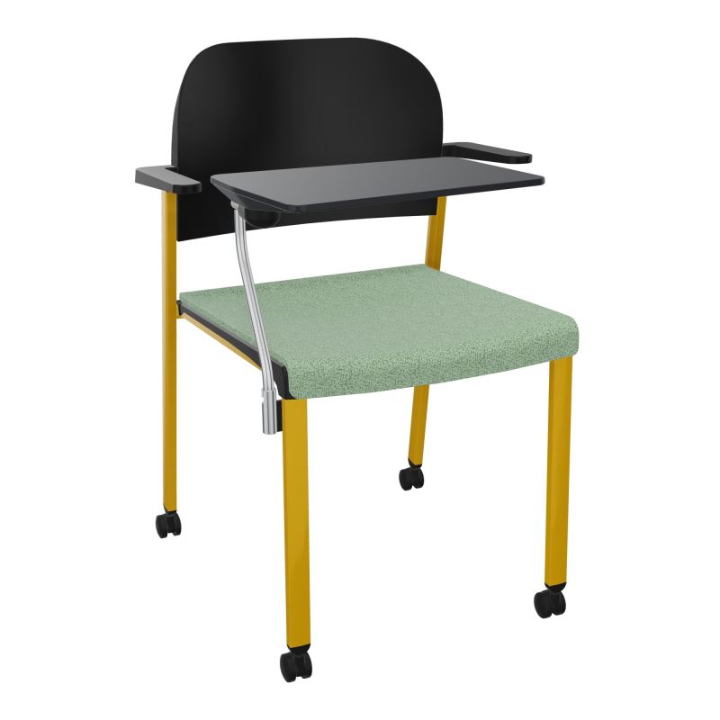ROMY CHAISE 4P ROULT ASSISE TISSU DOSSIER POLYPRO AVEC ACCOUDOIRS+TABLETTE NOIRE E7 SX PU