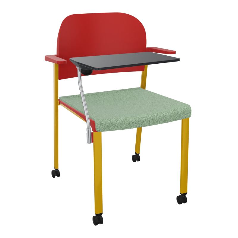ROMY CHAISE 4P ROULT ASSISE TISSU DOSSIER POLYPRO AVEC ACCOUDOIRS+TABLETTE NOIRE E7 SX PZ