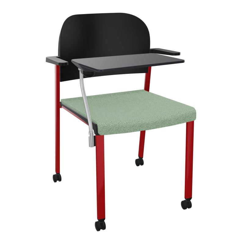 ROMY CHAISE 4P ROULT ASSISE TISSU DOSSIER POLYPRO AVEC ACCOUDOIRS+TABLETTE NOIRE E7 ZY PU