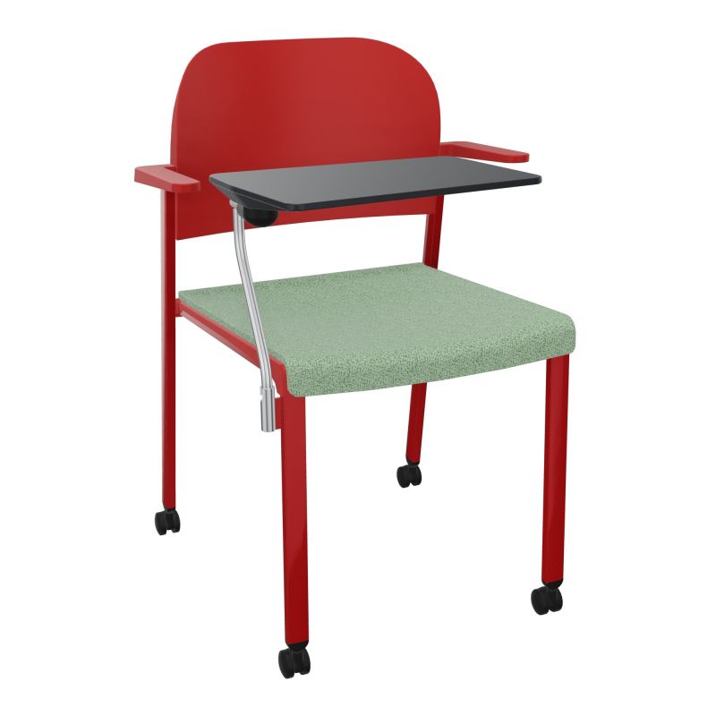 ROMY CHAISE 4P ROULT ASSISE TISSU DOSSIER POLYPRO AVEC ACCOUDOIRS+TABLETTE NOIRE E7 ZY PZ