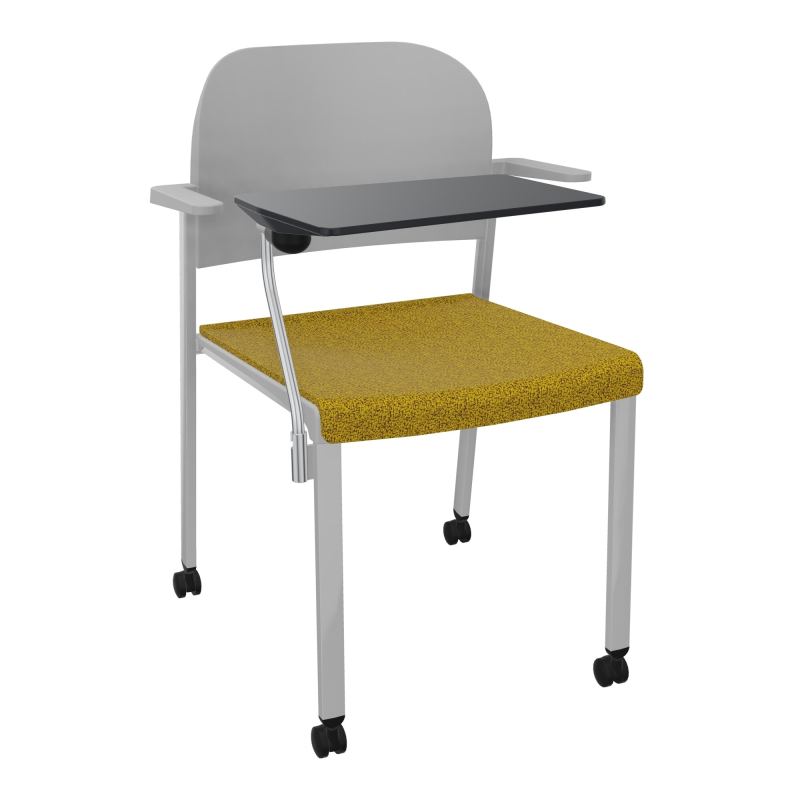 ROMY CHAISE 4P ROULT ASSISE TISSU DOSSIER POLYPRO AVEC ACCOUDOIRS+TABLETTE NOIRE E9 SB PX